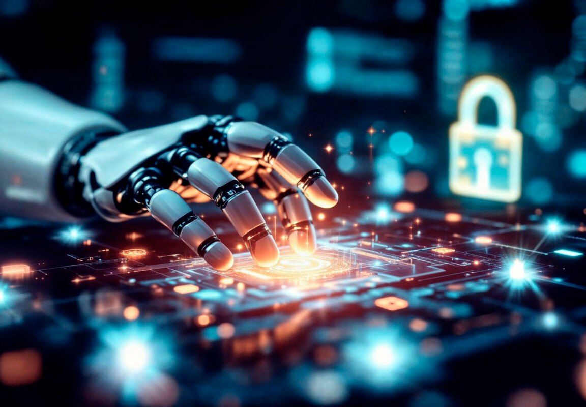 robot-hand-interacting-with-digital-circuit-board robot-hand-interacting-with-digital-circuit-board